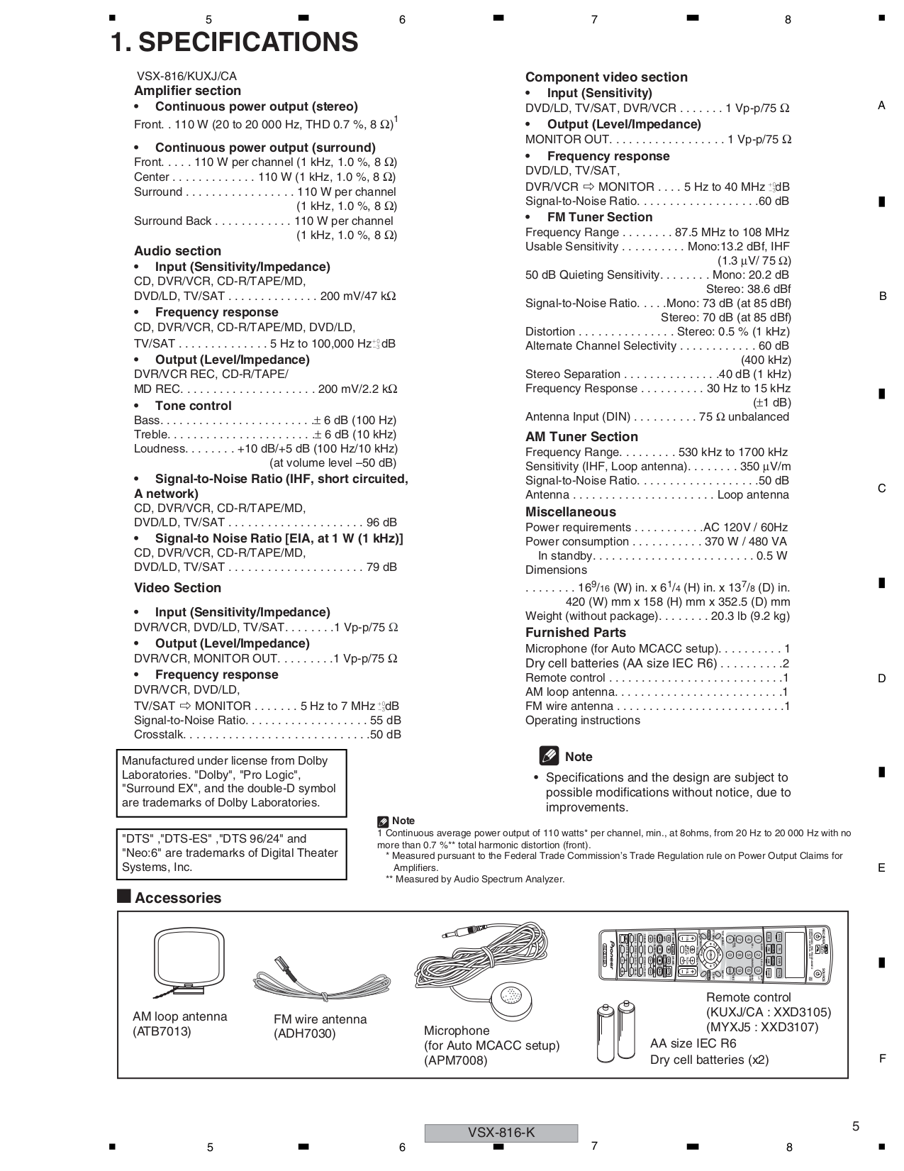 PDF manual for Pioneer Receiver VSX816K